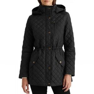 NWT Ralph Lauren Black Quilted Hooded Coat Jacket